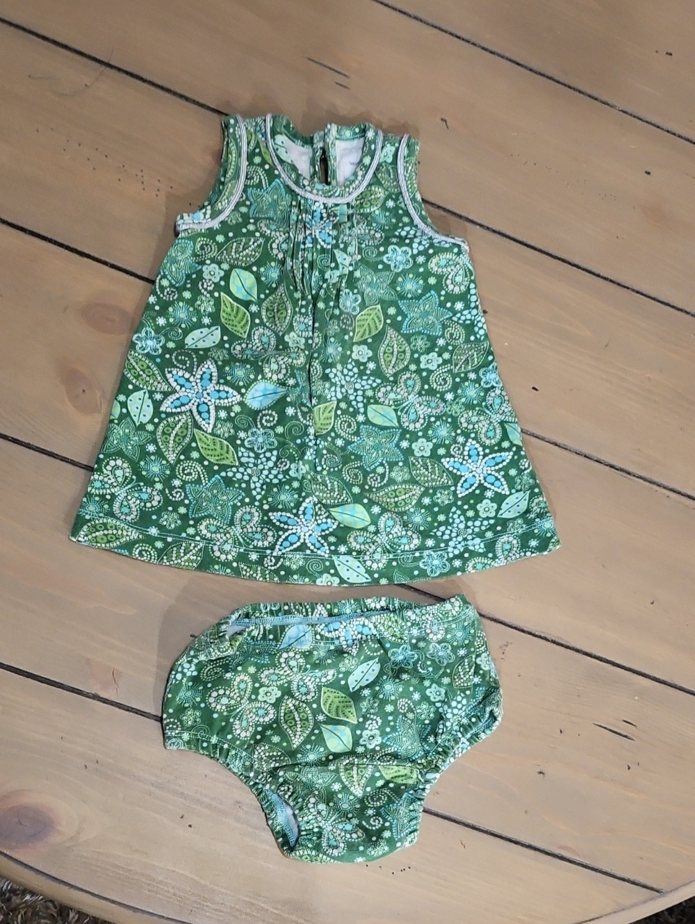 GAP Green Floral Dress with Matching Bloomer